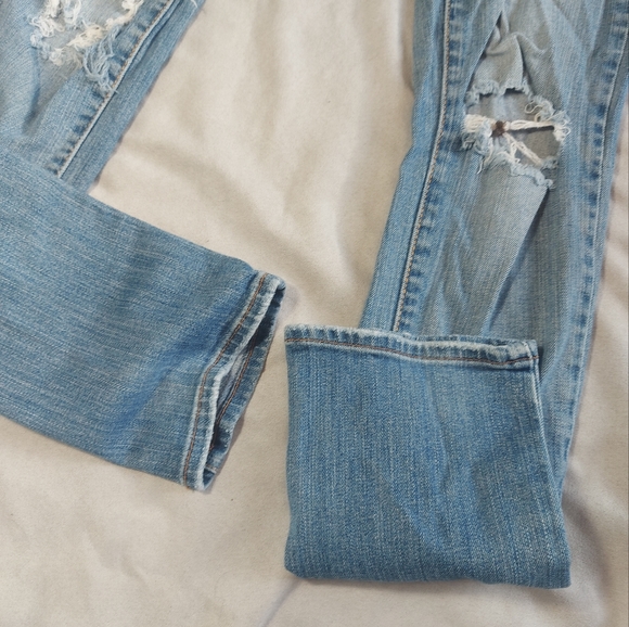 American Eagle Low Rise Skinny Distressed Denim Blue Jeans, 2 - Picture 5 of 9